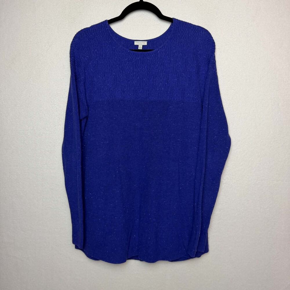 Talbots Royal Blue Speckled Knit Sweater Long Sleeve Crewneck Women's Size Large
